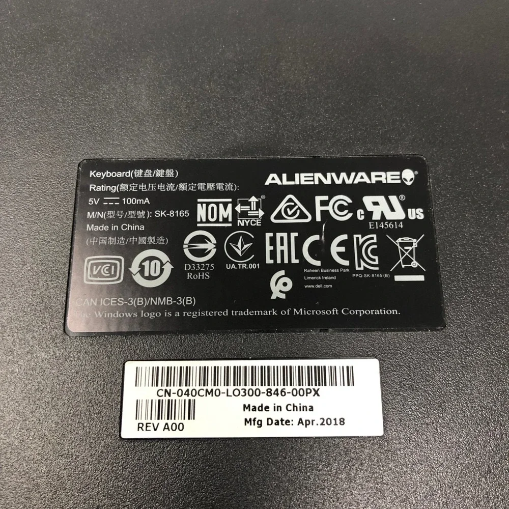 Alienwear Keyboard Black‎ USB Connection Computer Accessories